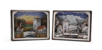 Folk Art (19th/20th century)Two Dioramas of Village Scenes, possibly Continental (2)