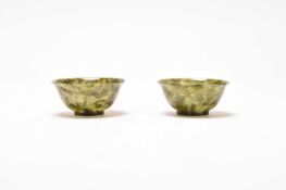 A pair of Chinese serpentine bowls