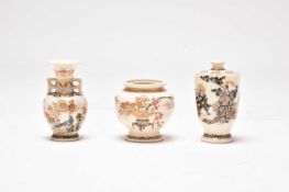 Three small Japanese Satsuma vases