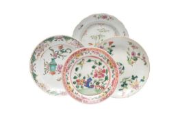 Four Chinese famille rose plates