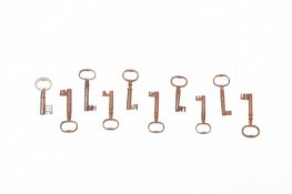 A group of ten 18th century and later iron warded keys