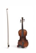 A cased 19th century violin with bow