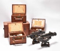 Two early 20th century surveyors 'Dumpy' levels and three cased steam indicators