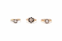 Three stone set rings