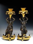 Paar Leuchter in Form chinesischer Figuren
