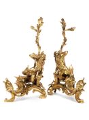 Paar Chenets „Feu aux tritons“