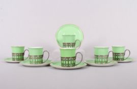 Mokkaset in Schatulle, Mappin & Webb/Shelley, Birmingham, um 1923, 12-tlg. 