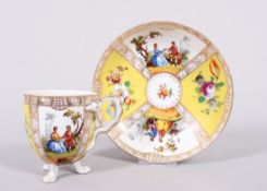 Schlangenhenkel-Tasse mit Untertasse, Meissen, um 1900 