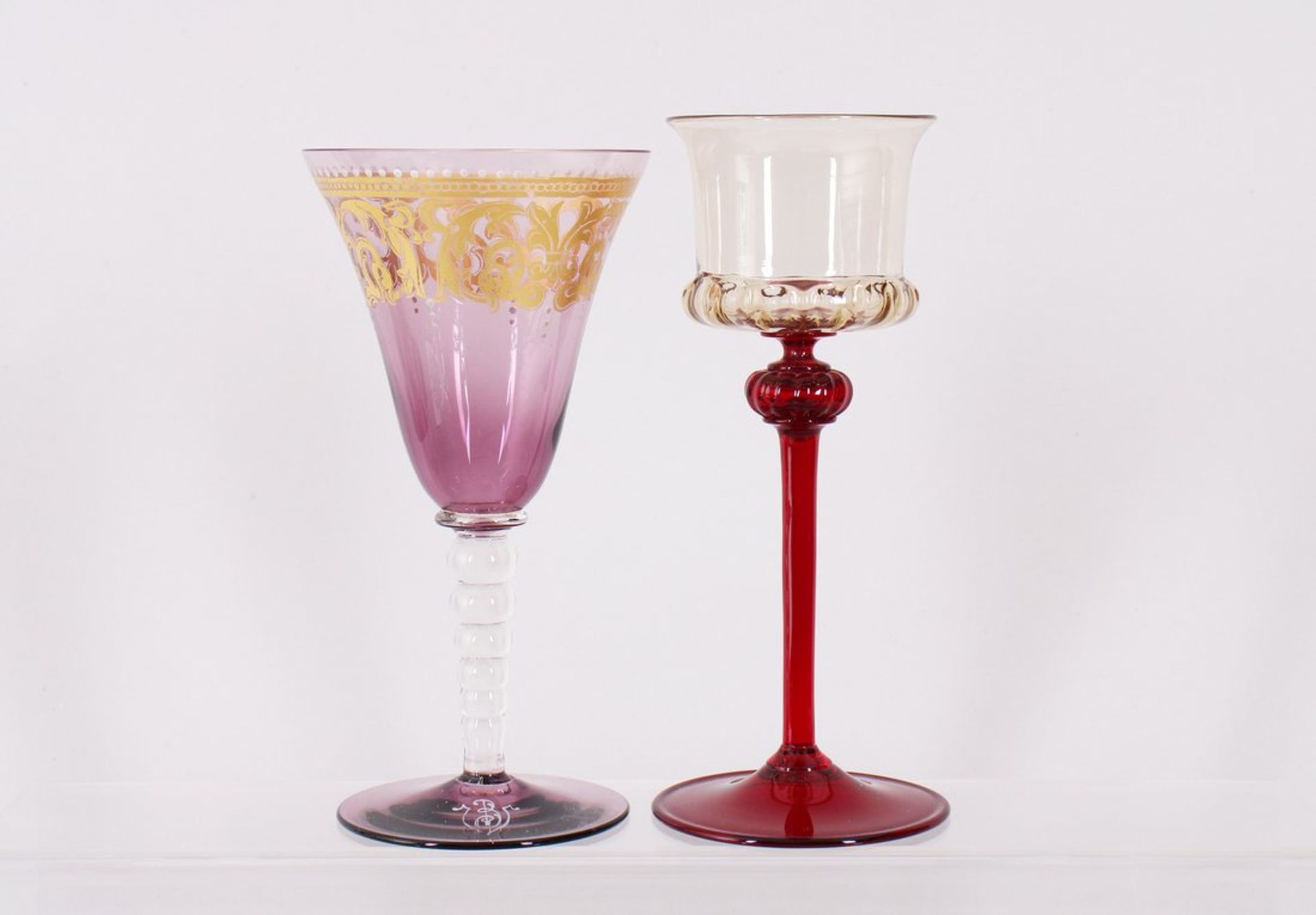 Zwei unterschiedliche Süßweingläser, wohl Murano, Italien, 20. Jh.  - Bild 3 aus 4