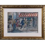 Belebte Straßenszene in Paris vor einem Café, 1925 