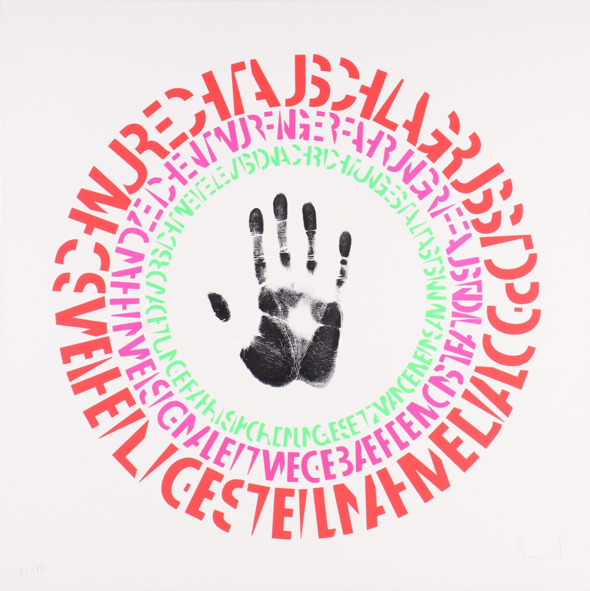 Ferdinand Kriwet (1942, Düsseldorf - 2018, Bremen), o.T. (Hand) 