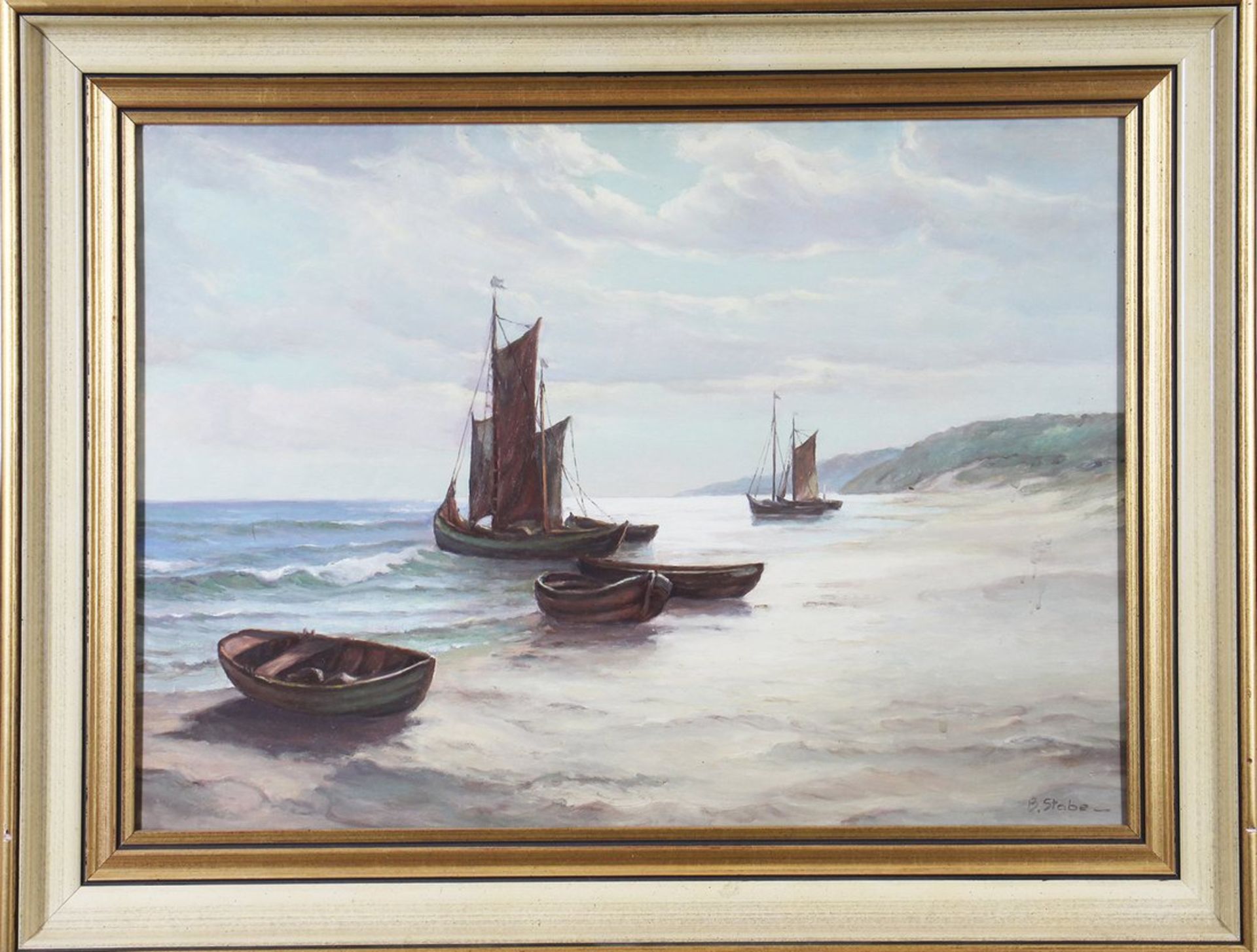Küstenlandschaft mit Fischerbooten, 20. Jhd. 