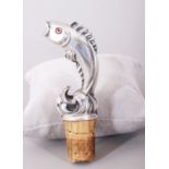 Flaschengießer "Fisch", 835er Silber, Lutz & Weiss, Pforzheim, 1. Hälfte 20.Jh. 