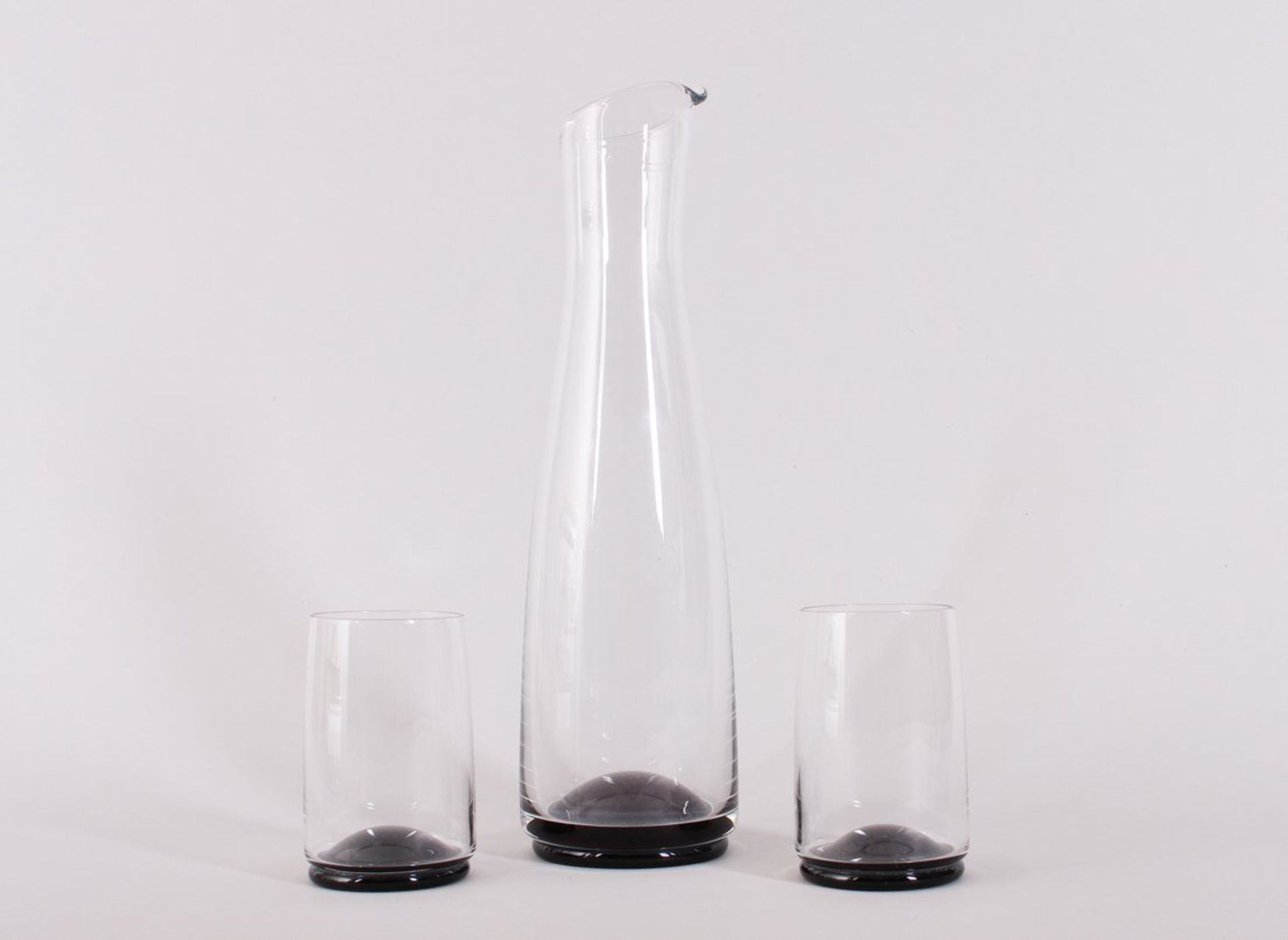 Karaffe mit zwei Gläsern, Glasfachschule Zwiesel, 1960er Jahre 