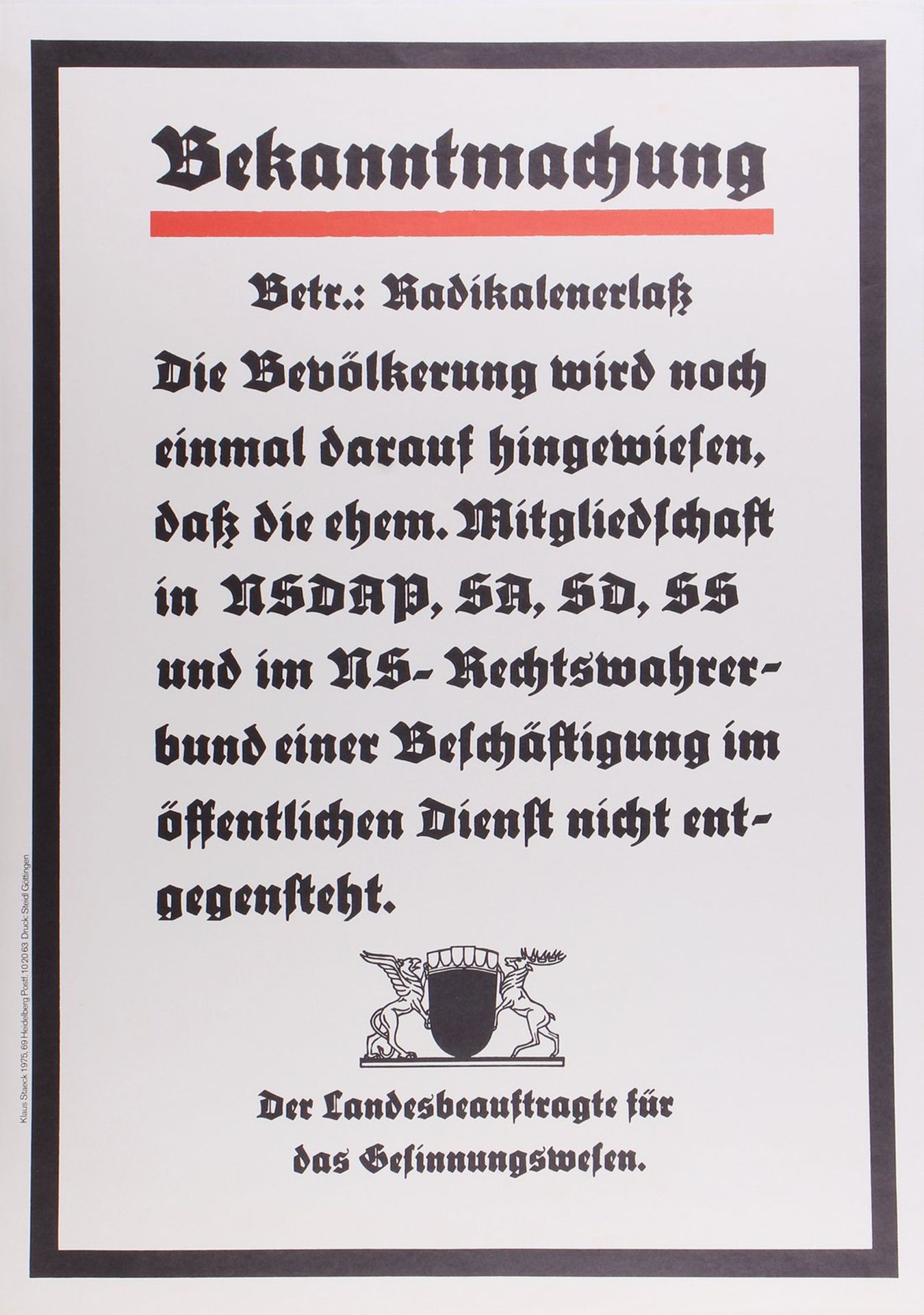 Klaus Staeck (geb. 1938, Pulsnitz), 3 Plakate  - Bild 3 aus 3