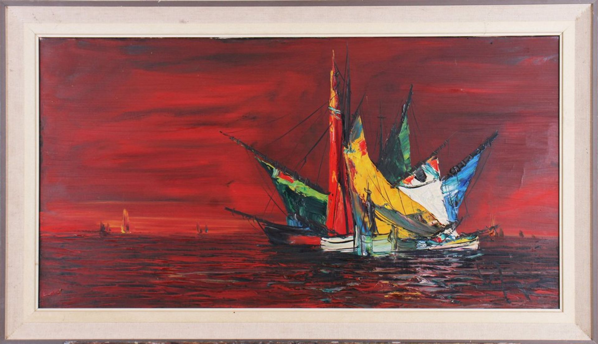 Segelboote im Abendrot, Mitte 20. Jhdt. 