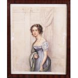 Porträt einer Empire-Dame, Aquarell auf Papier, wohl um 1800 