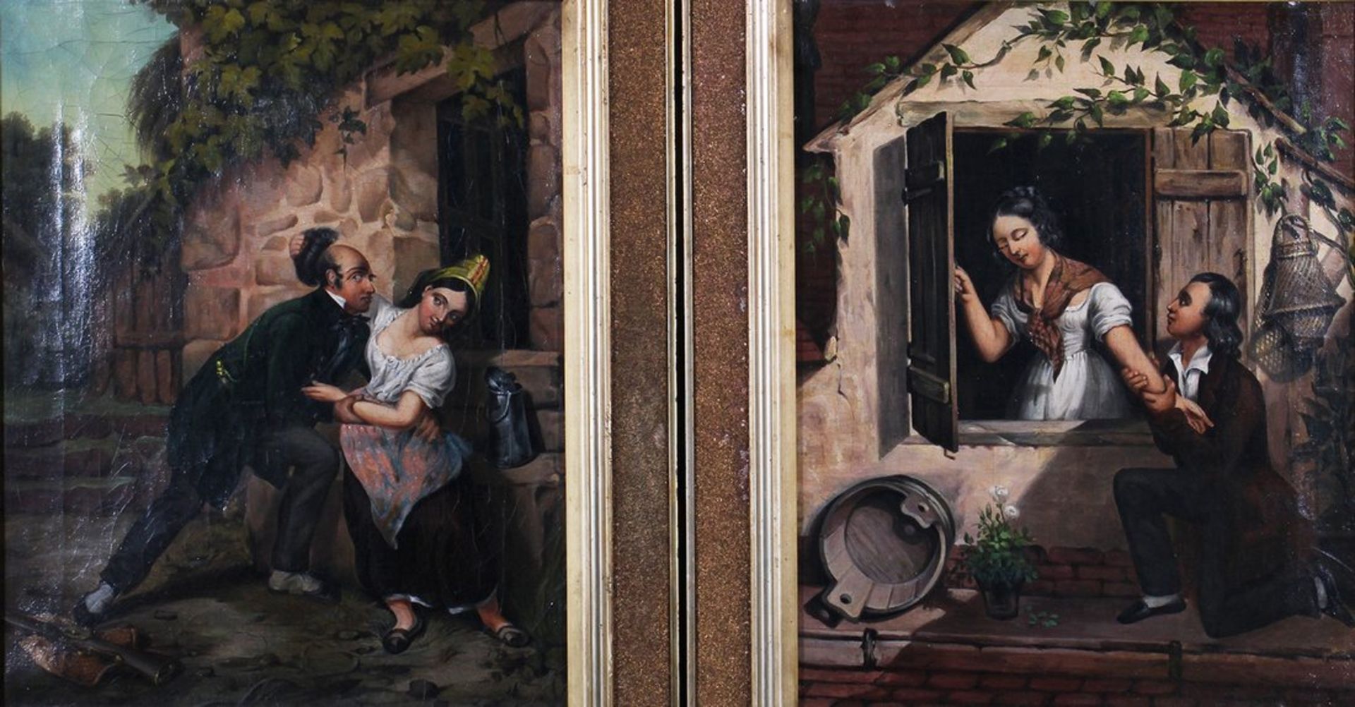 Paar humoristische Biedermeier-Gemälde, 19. Jhd.  - Bild 2 aus 3