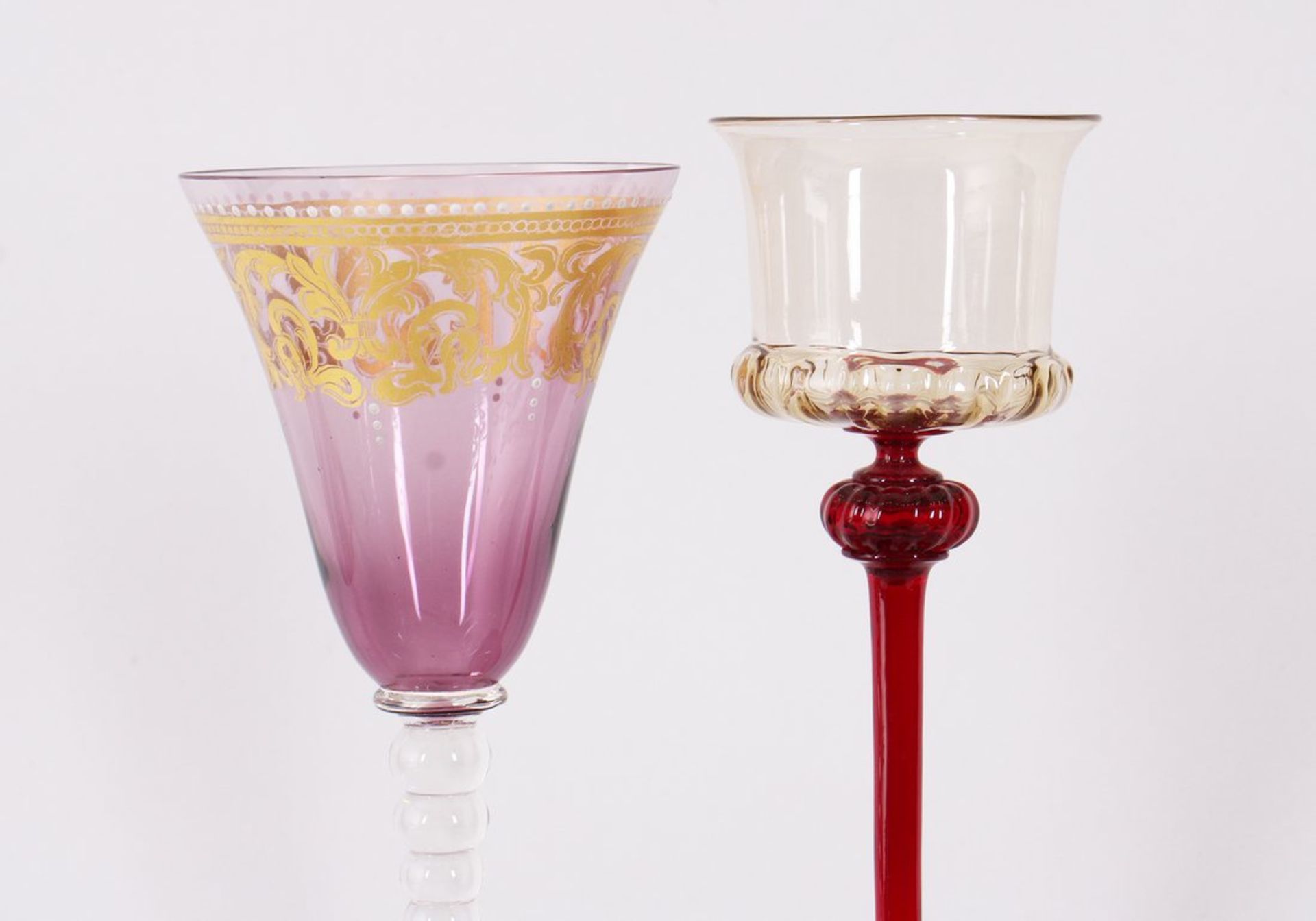 Zwei unterschiedliche Süßweingläser, wohl Murano, Italien, 20. Jh.  - Bild 2 aus 4
