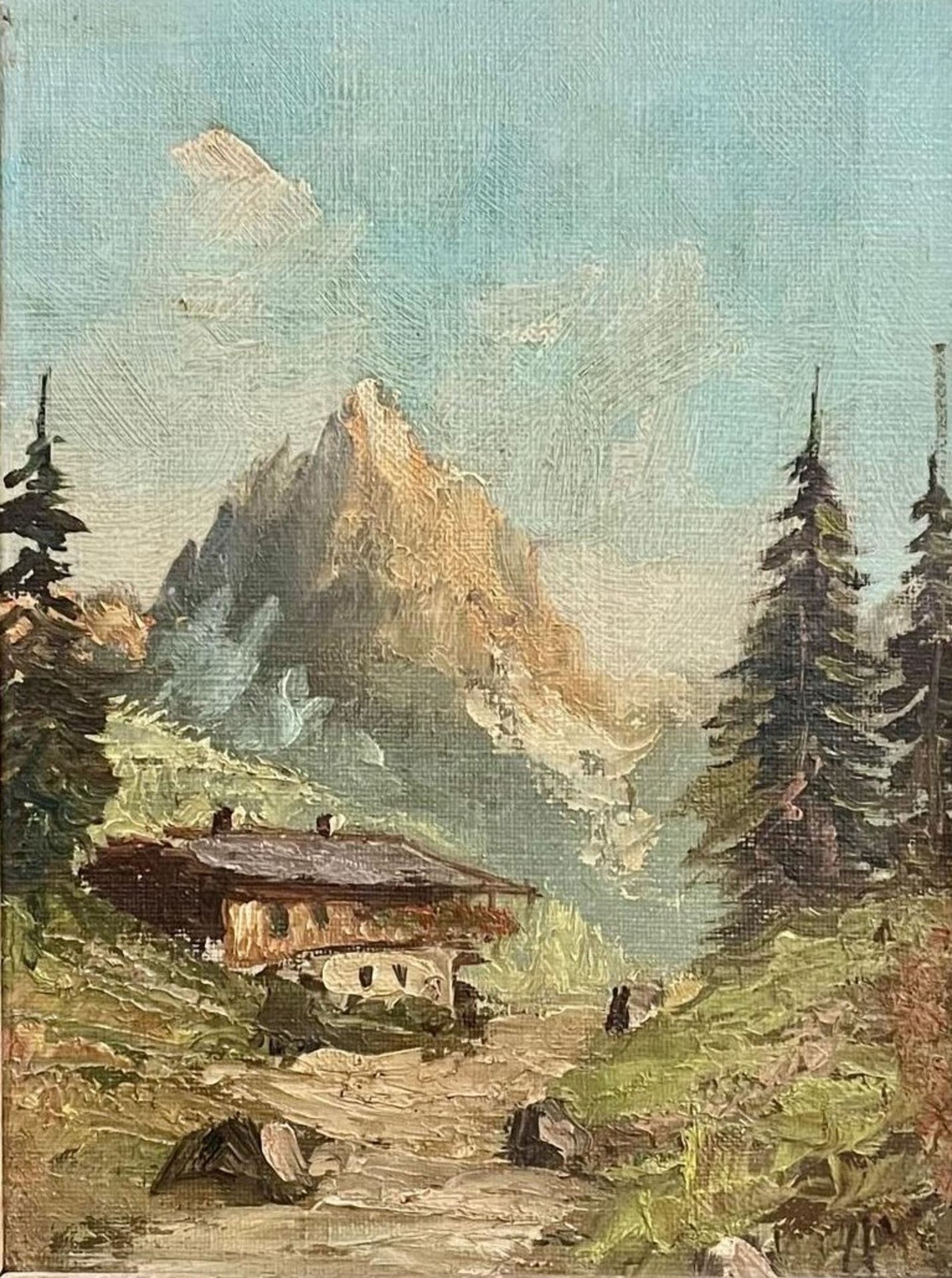Hütte vor Alpenkulisse, 1920er Jahre  - Bild 2 aus 4