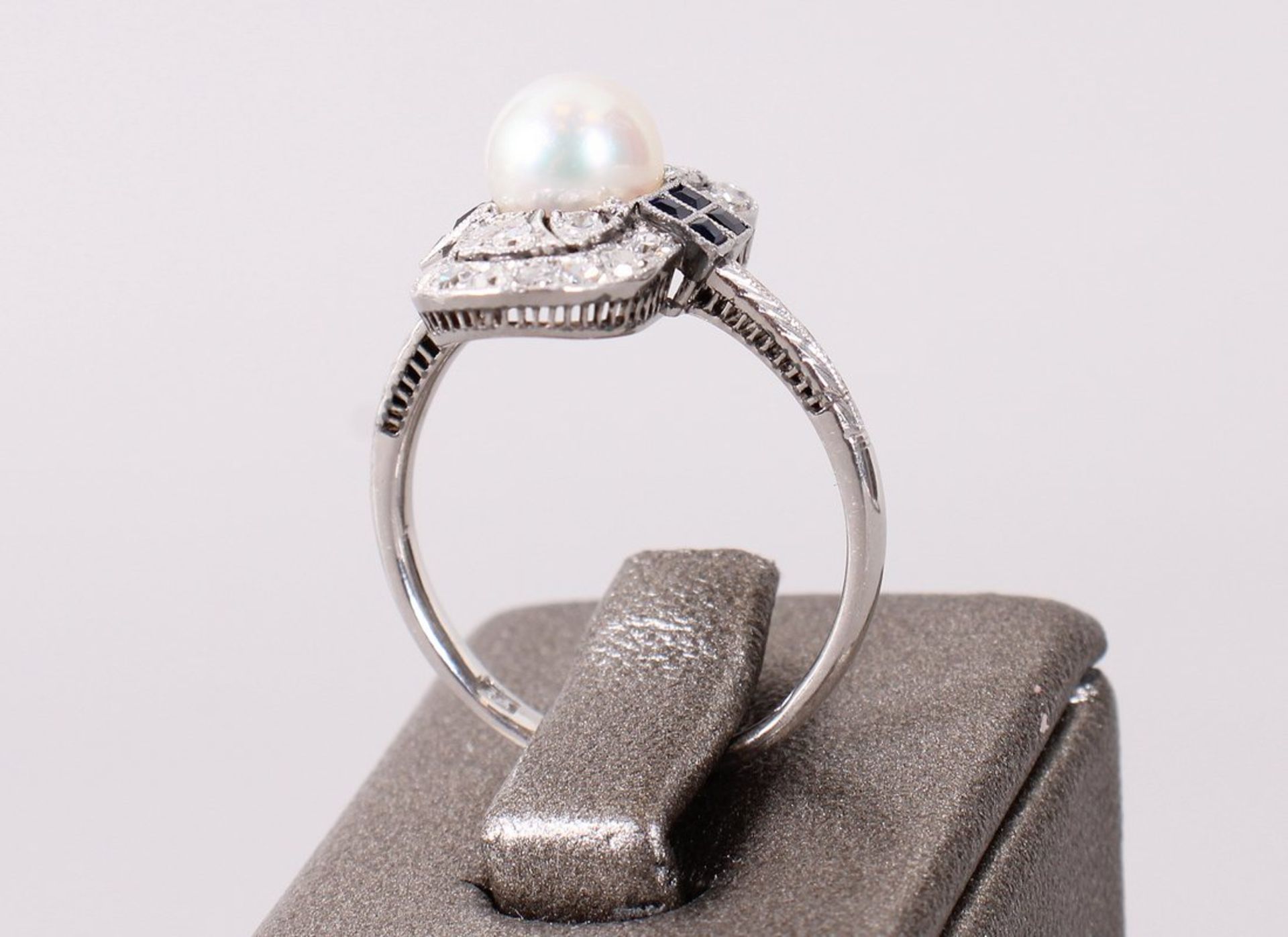 Art Déco-Ring, Platin, Anfang 20.Jh.  - Bild 4 aus 7