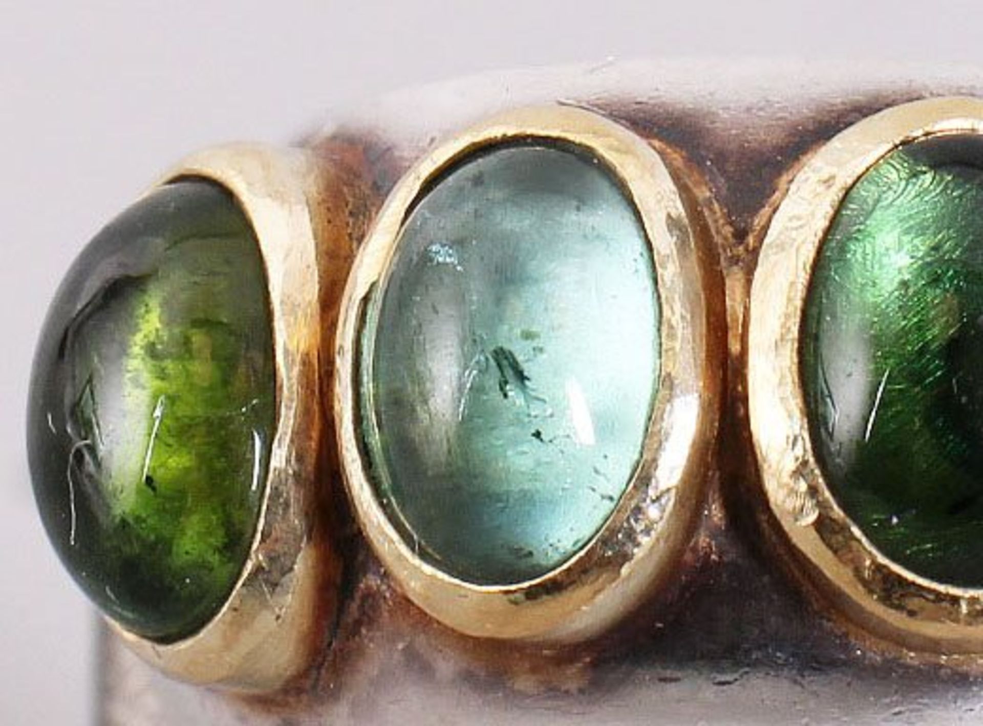 Großer Turmalin-Ring, 925er Silber/900er Gold, 21.Jh.  - Bild 3 aus 5