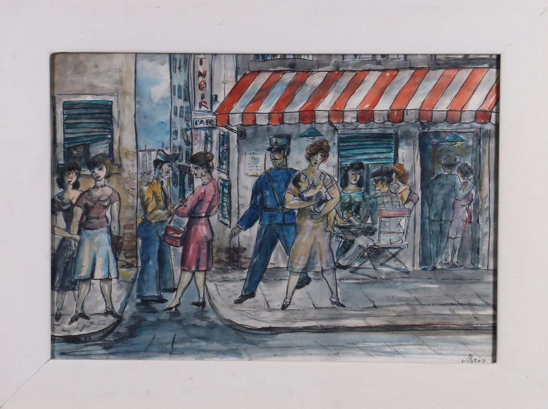 Belebte Straßenszene in Paris vor einem Café, 1925  - Bild 2 aus 4