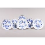 Sechs Gedeckteller, Meissen, Dekor "Zwiebelmuster", 20.Jh. 