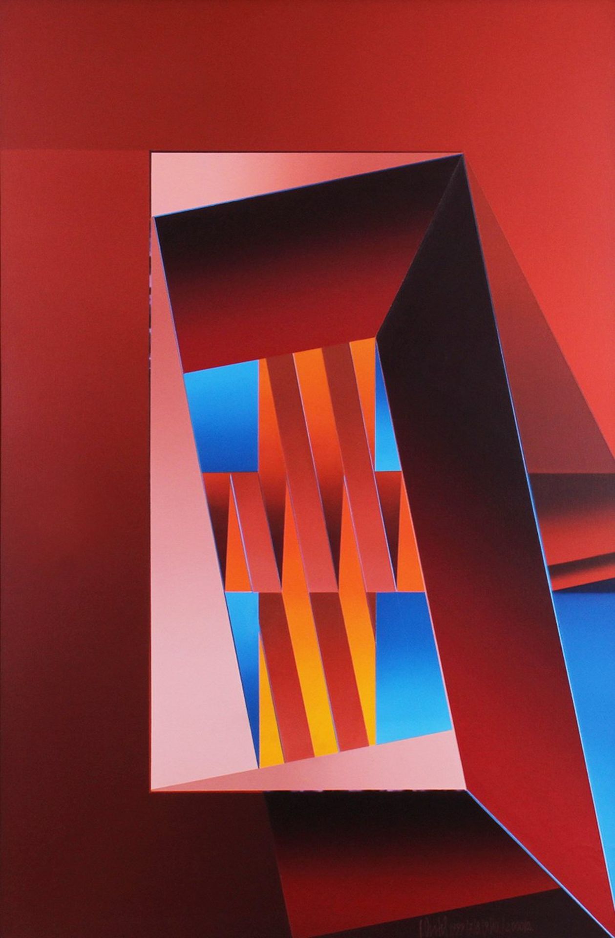 Eberhard Oertel (1937, Magdeburg - 2019, Kiel), "Fenstersturz", Acryl/Lw.  - Bild 2 aus 5