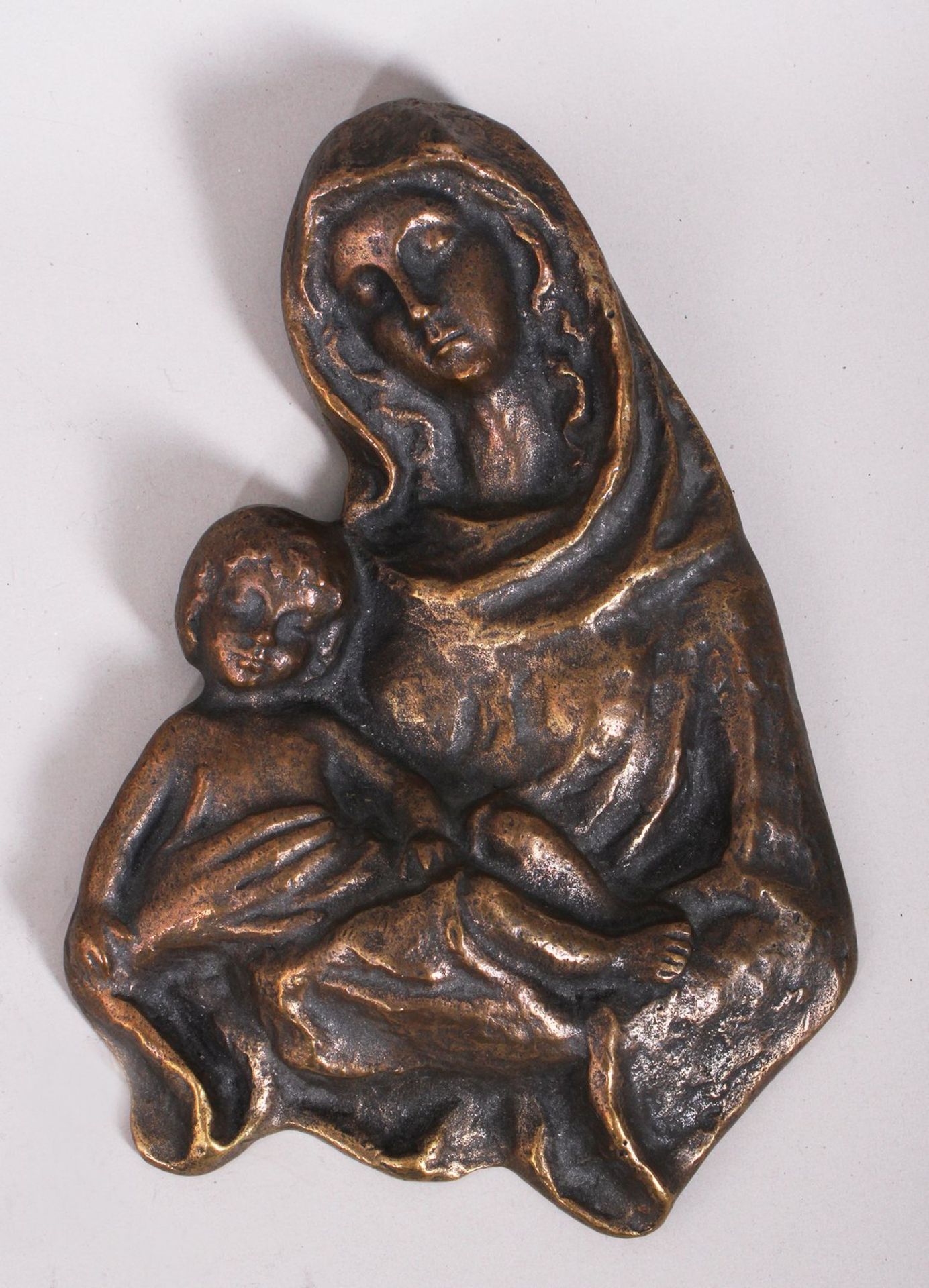 Madonnen-Relief, Bronze, wohl Mitte 20.Jh. 