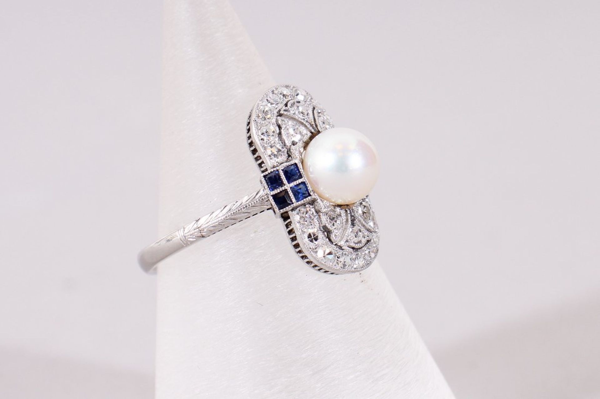 Art Déco-Ring, Platin, Anfang 20.Jh.  - Bild 3 aus 7