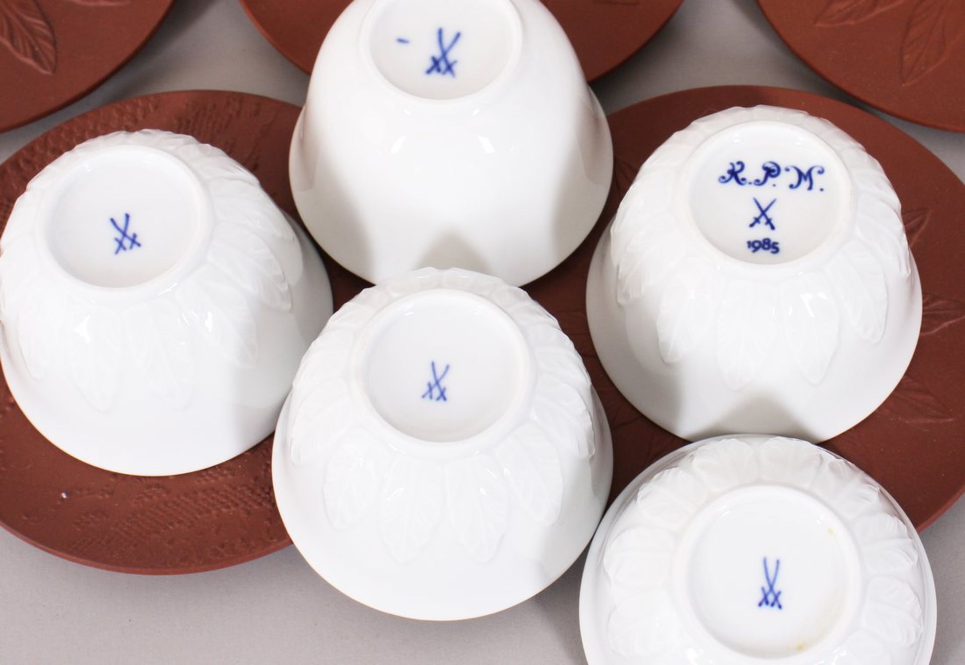 Fünf Koppchen mit Untertassen, Meissen, 1980er Jahre  - Bild 4 aus 6