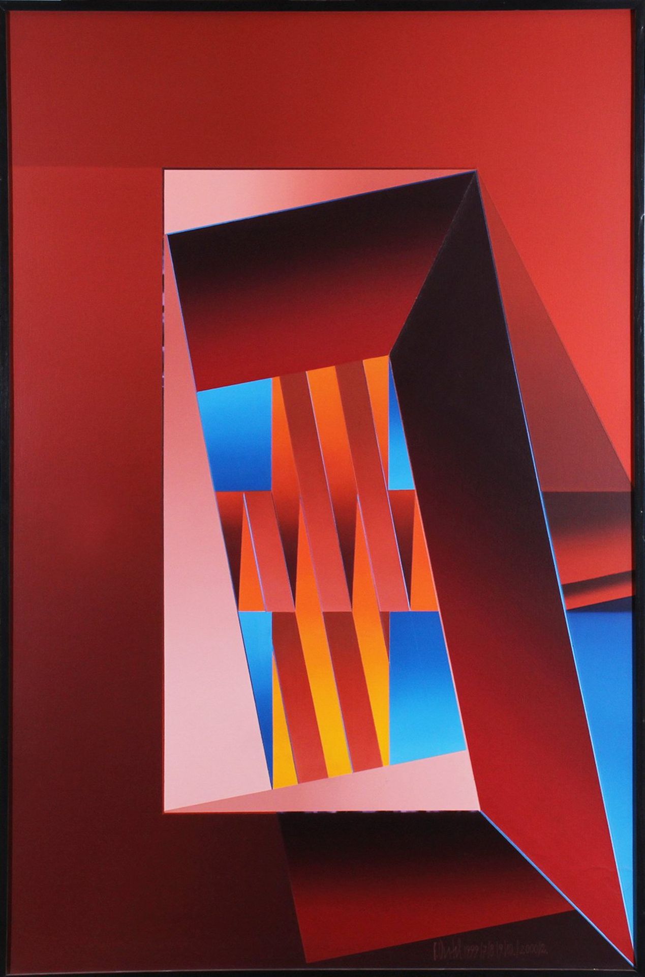 Eberhard Oertel (1937, Magdeburg - 2019, Kiel), "Fenstersturz", Acryl/Lw. 