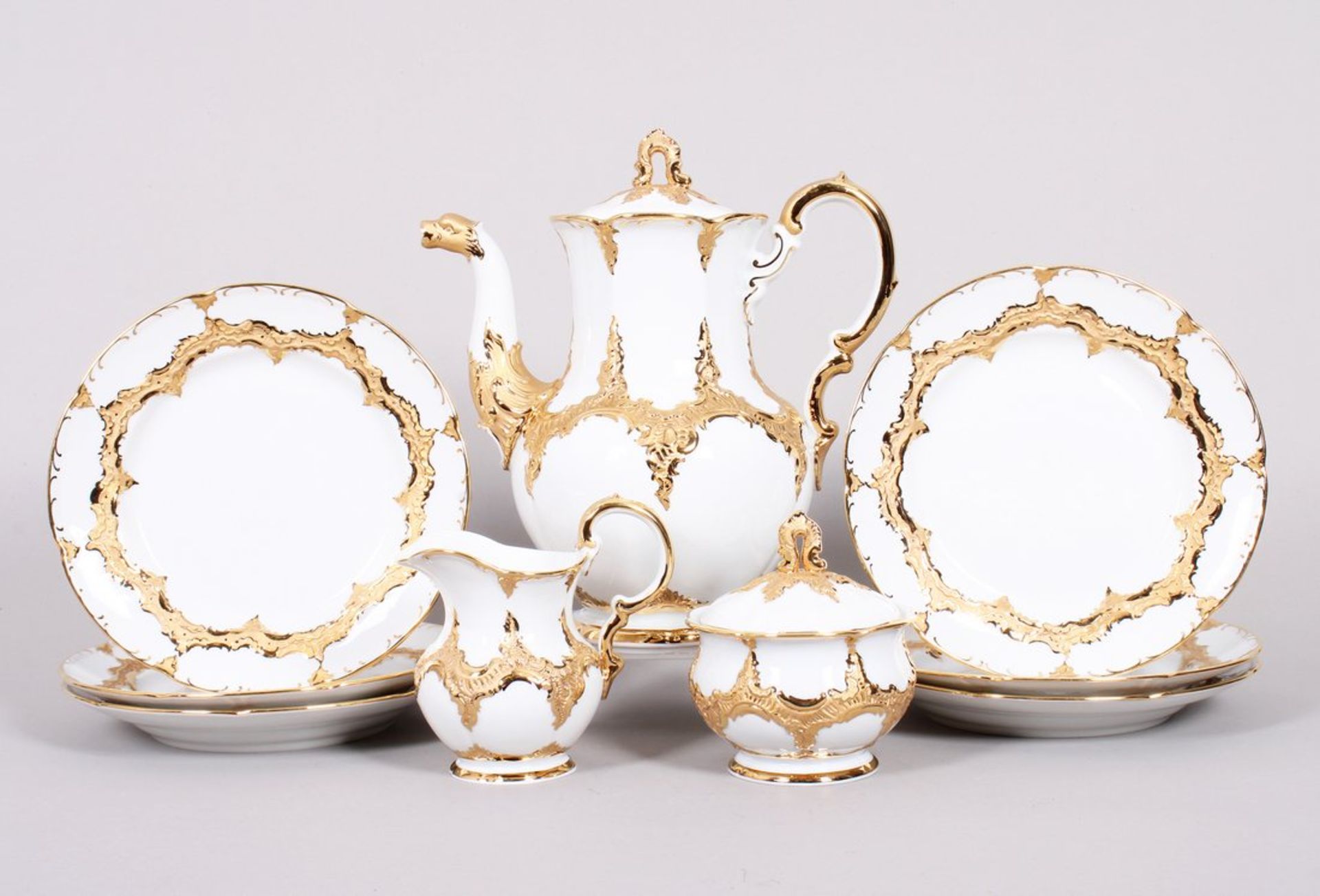 Kaffee-Prunkservice für 6 Personen, Meissen, "B-Form", Mitte 20.Jh., 2.Wahl  - Bild 5 aus 9