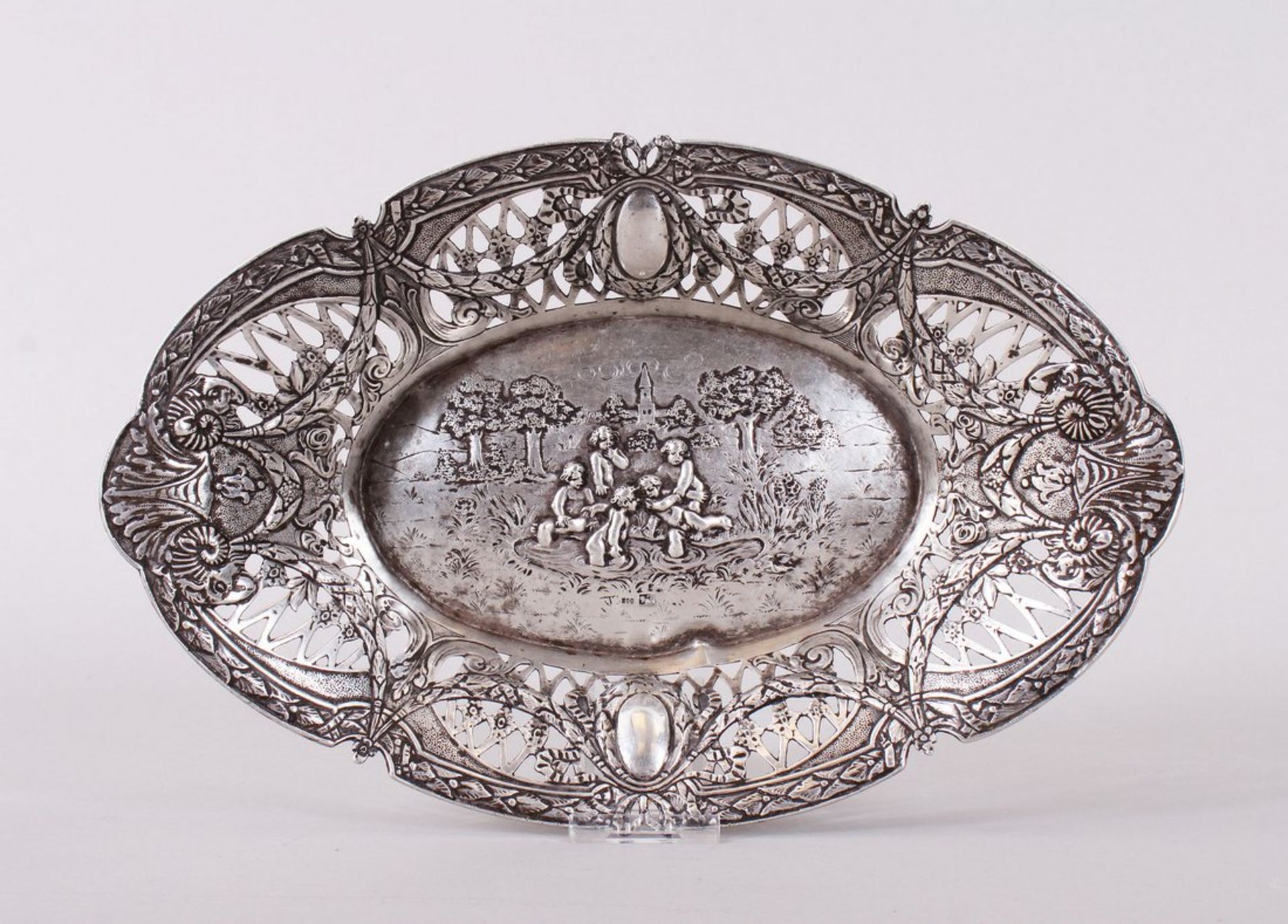 Historismus-Anbietschale, 800er Silber, Karl Söhnlein & Söhne, Hanau, um 1900 