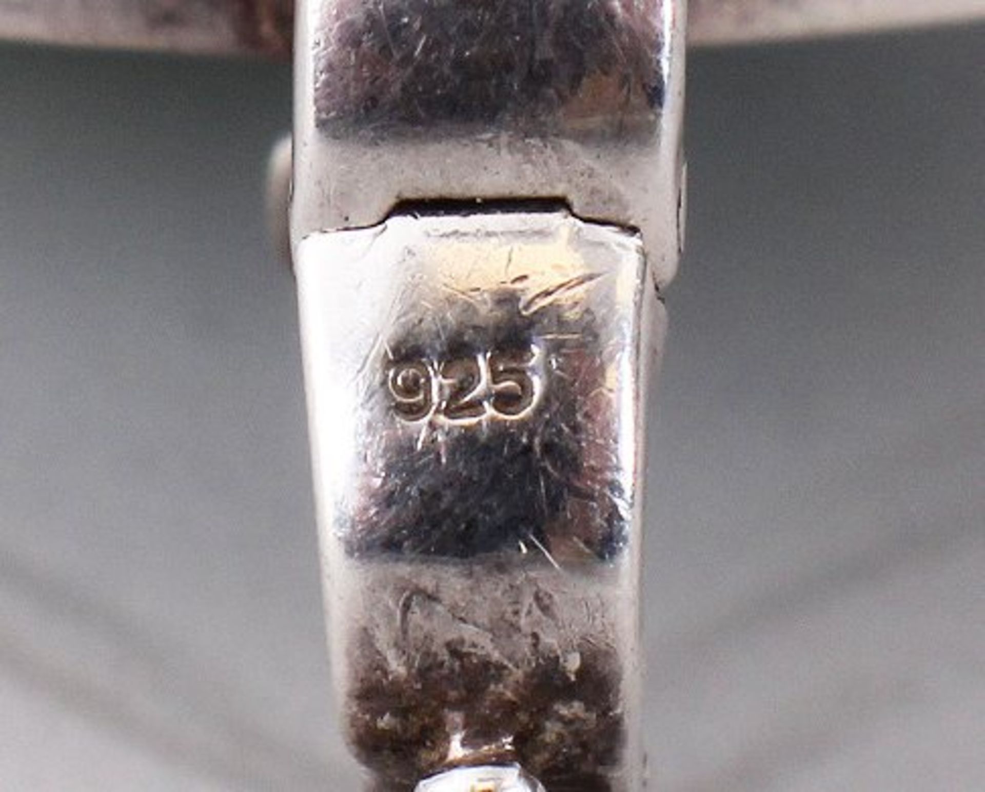 Großer floraler Schmucksteinanhänger, 925er Silber, 20.Jh.  - Bild 5 aus 5