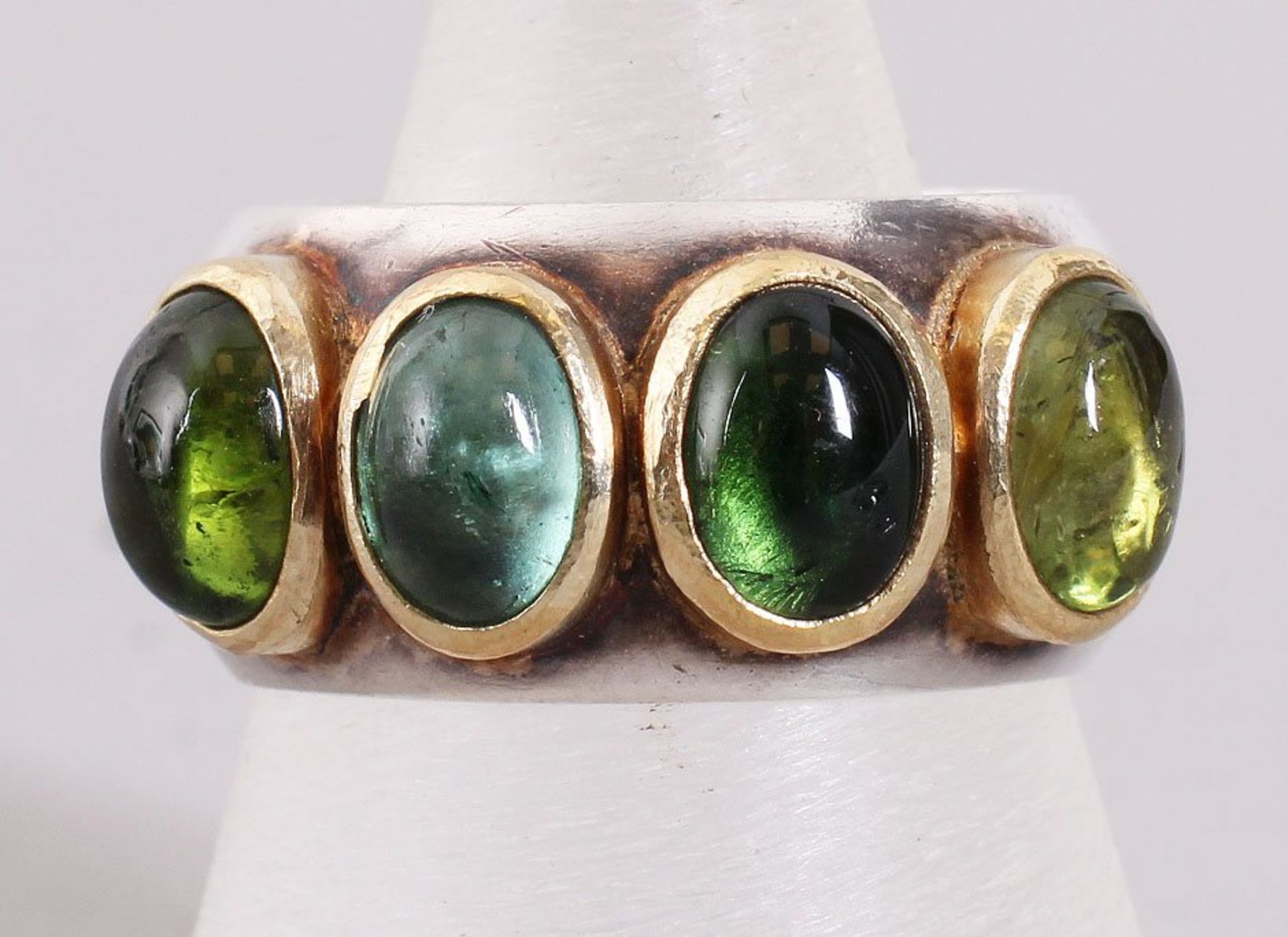 Großer Turmalin-Ring, 925er Silber/900er Gold, 21.Jh.  - Bild 4 aus 5