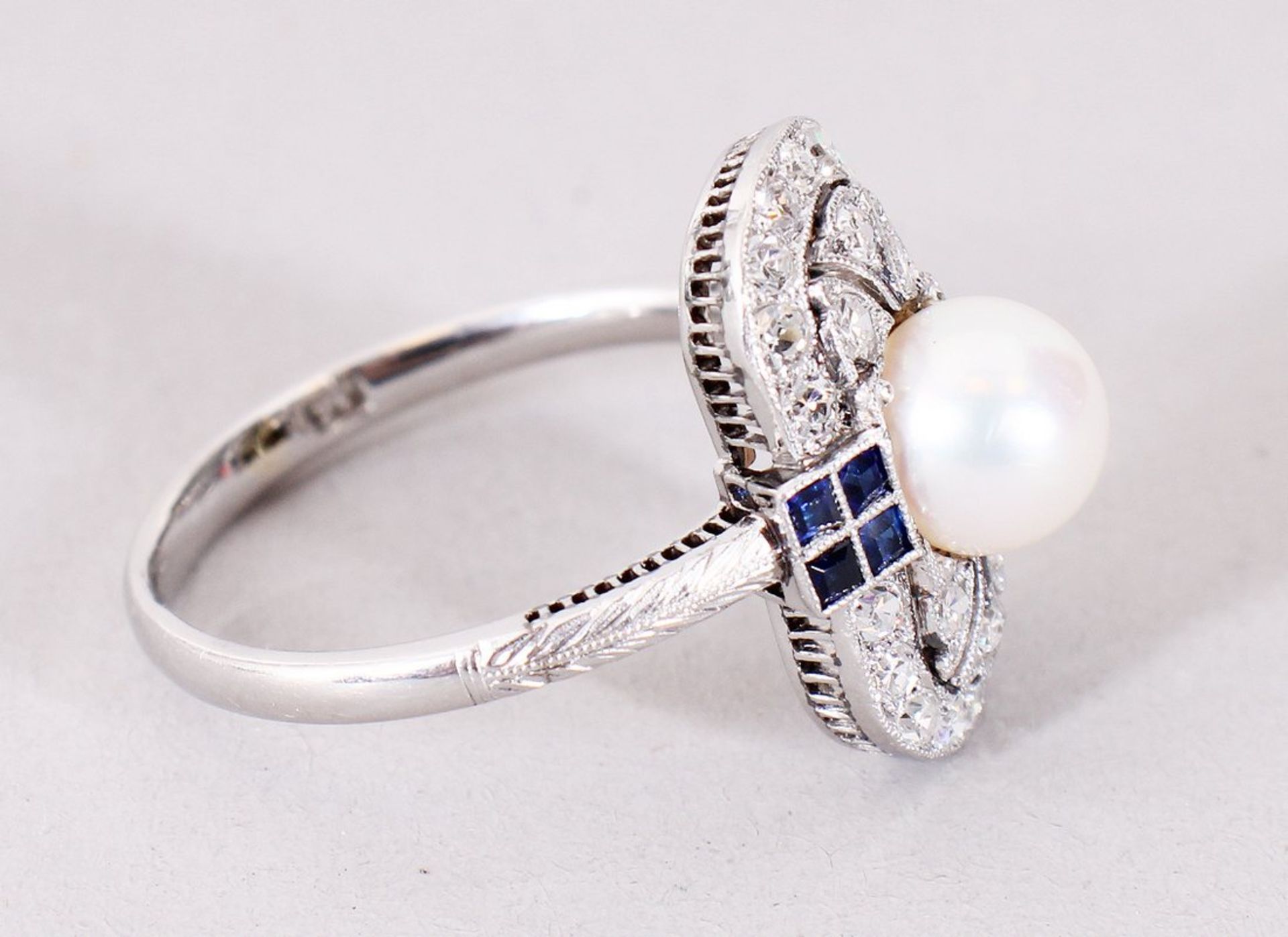 Art Déco-Ring, Platin, Anfang 20.Jh.  - Bild 5 aus 7