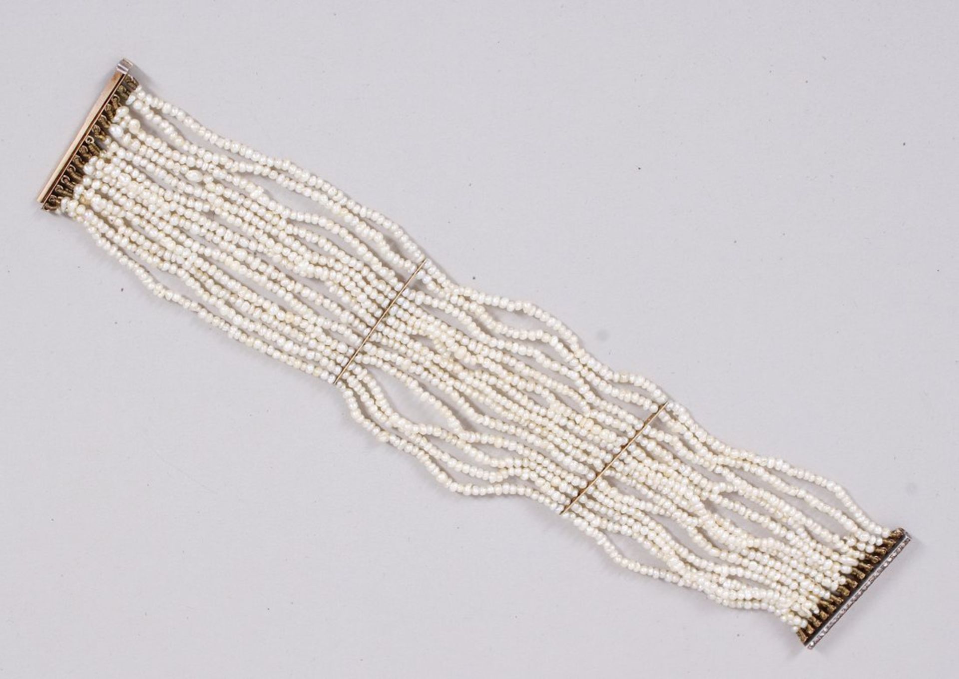 Naturperlen-Armband, u.a. 585er Gelbgold, um 1850  - Bild 4 aus 4