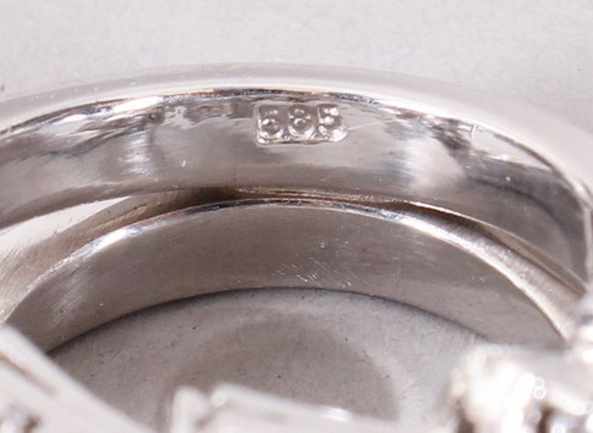 Diamantring, 585er Weißgold, spätes 20.Jh.  - Bild 5 aus 5