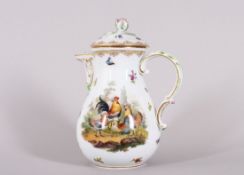 Kaffeekanne mit Federvieh, Meissen, Mitte 19.Jh. 