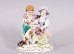 "Zwei Kinder mit Schaf", Entwurf Ernst August Leuteritz für Meissen, 20.Jh. 