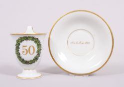 Jubiläumstasse mit Untertasse, KPM-Berlin, um 1914 