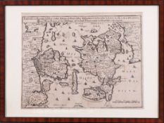 Landkarte, Insel Fünen und Seeland, 17.Jh. 