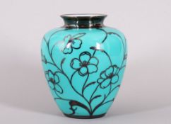 Art-Déco Vase mit Silver-Overlay, Hutschenreuther, Hohenberg, wohl 1920er Jahre 