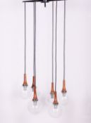 Kaskadenlampe, Bankamp-Leuchten, 1960er Jahre, 6-flg. 