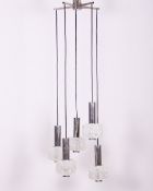 Kaskadenlampe, wohl deutsch, 1970er Jahre, 5-flg. 