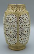A Royal Worcester reticulated vase ( some damage)