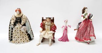 A limited edition Royal Worcester figure of Elizabeth I 63/4500, Wedgewood Henry VIII 2192/4500,
