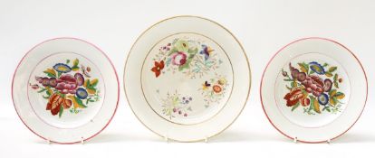 Three English porcelain plates. One Coalport the two smaller ones attributed to Newhall. All with